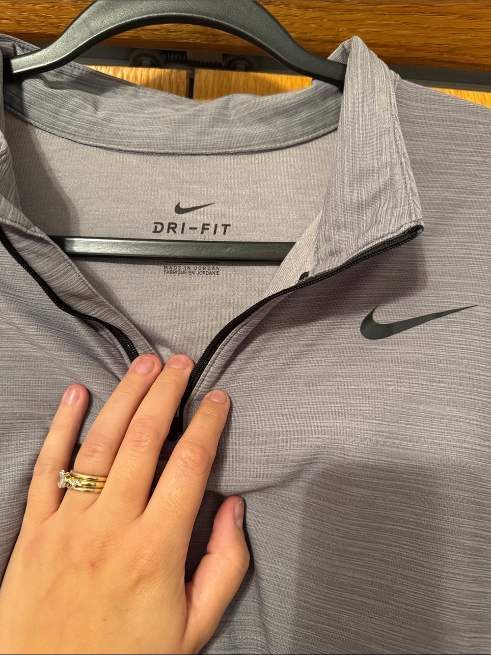 Nike Light Gray Quarter-Zip Athletic Pullover - Picture 3 of 5